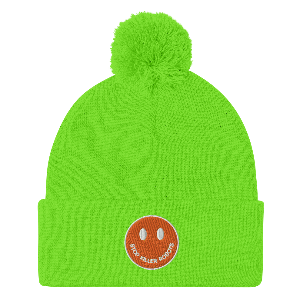Pom-Pom Beanie Hat Stop Killer Robots :)