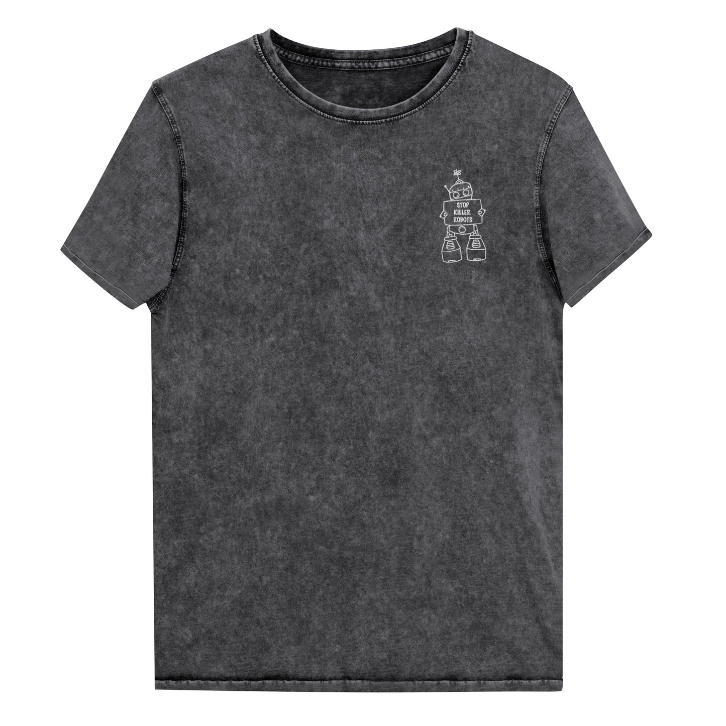 Acid Wash Embroidered Robot T-Shirt