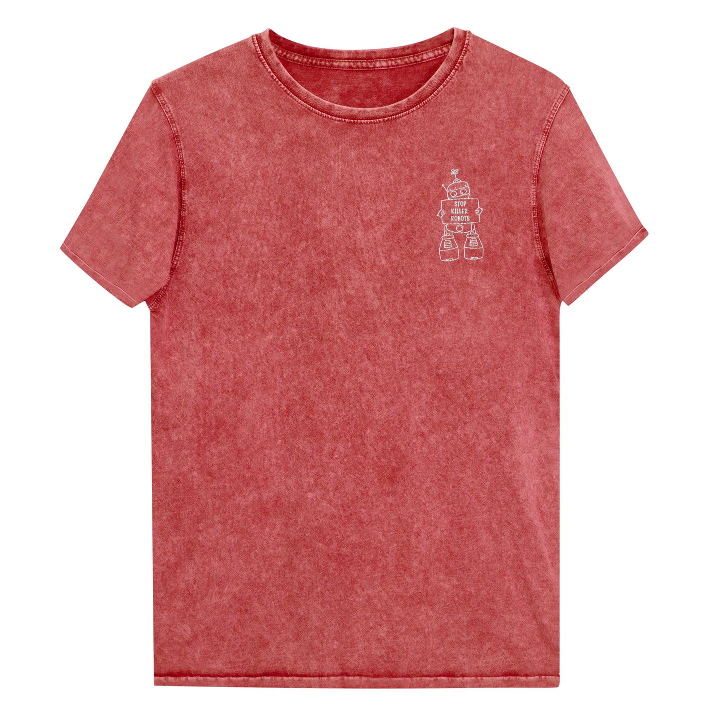 Acid Wash Embroidered Robot T-Shirt
