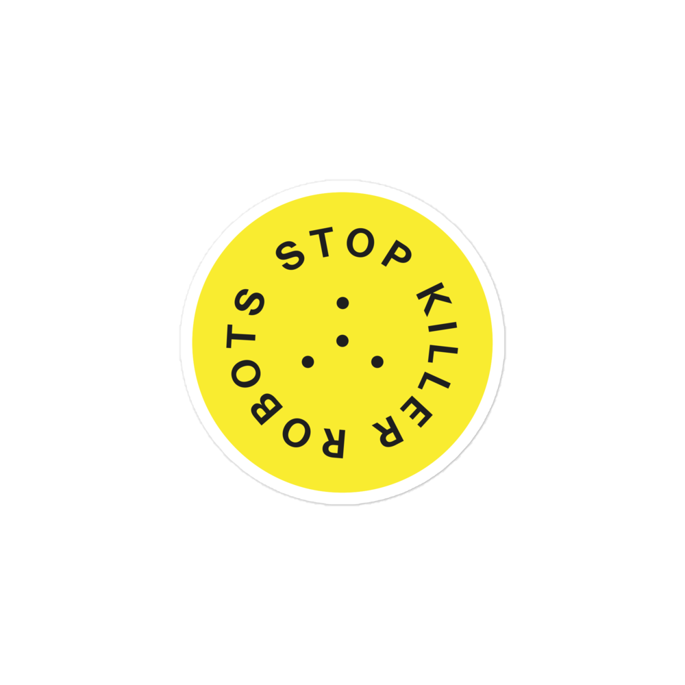 Stop Killer Robots Sticker - Yellow